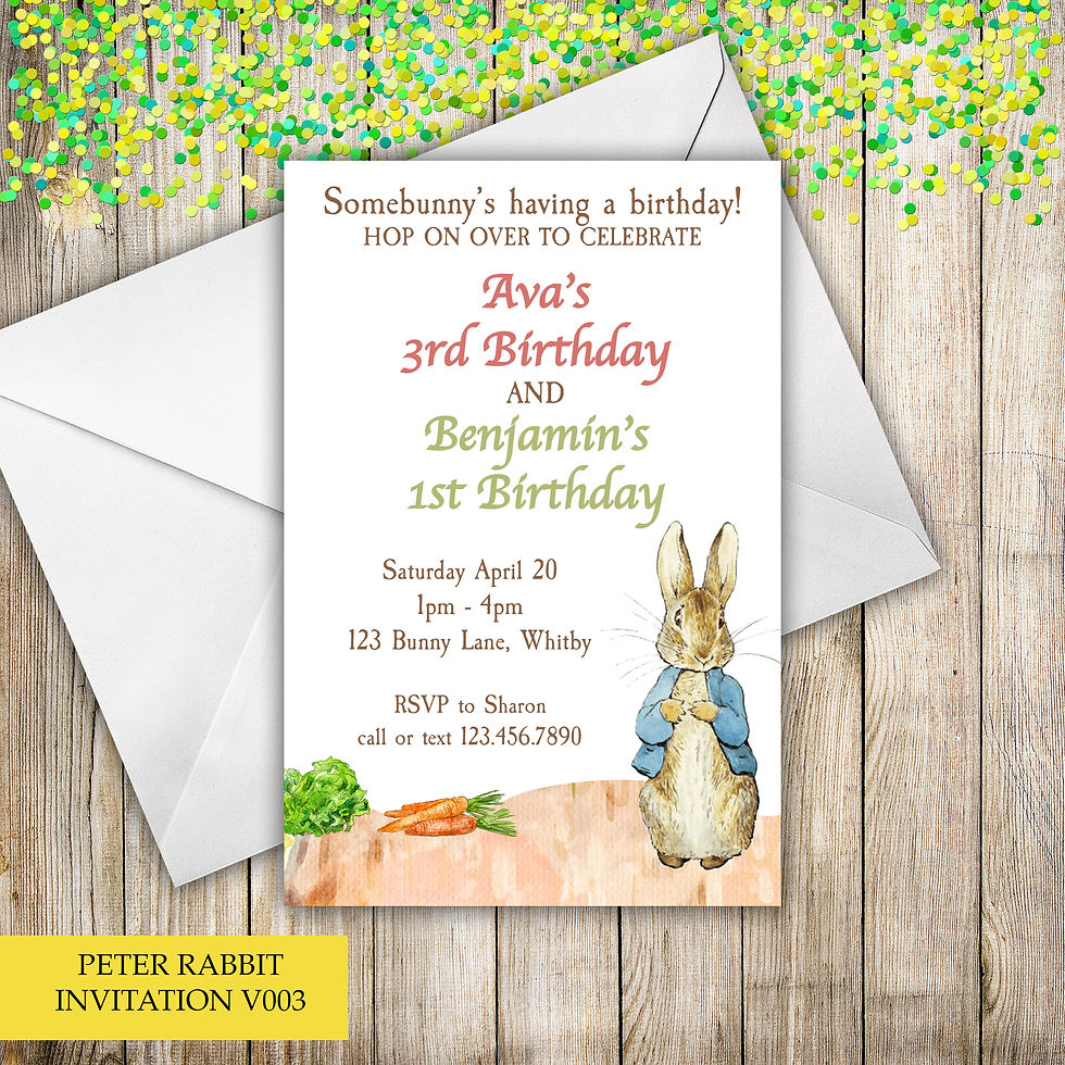 Thumbnail: Peter Rabbit Themed Birthday Invitation