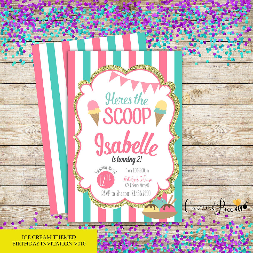 Thumbnail: Ice Cream Themed Birthday Invitation
