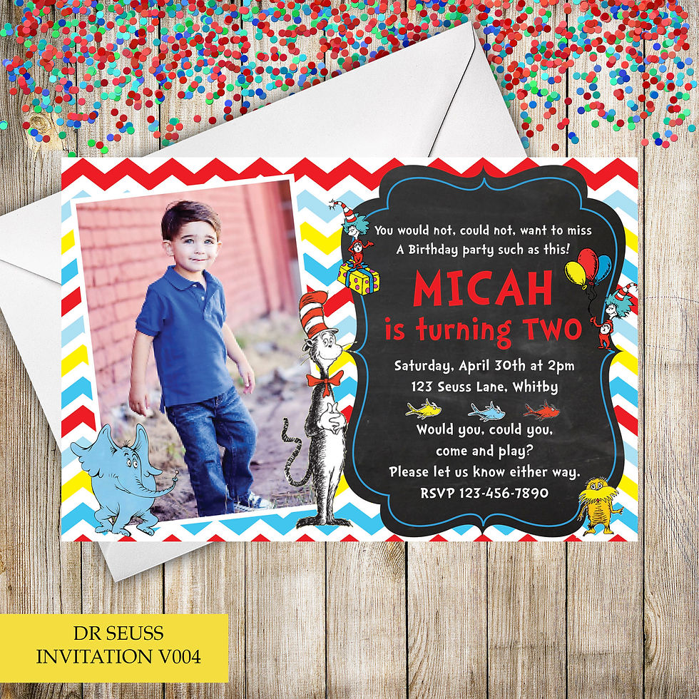 Thumbnail: Dr Seuss Themed Birthday Invitation