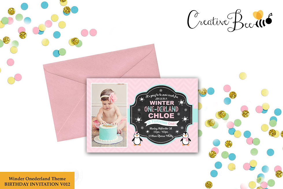 Thumbnail: Winter Onederful Themed Chalk Birthday Invitation