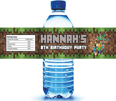 Minecraft Water Bottle Label