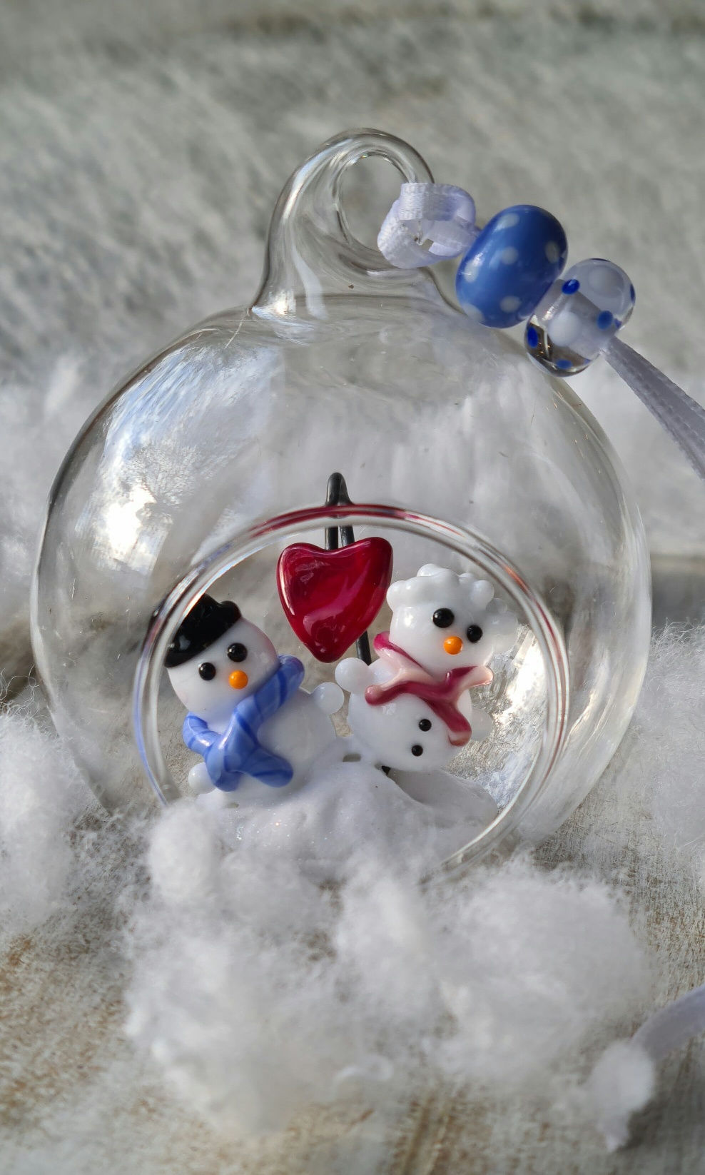 Glaskugel Schneemann  -frau
