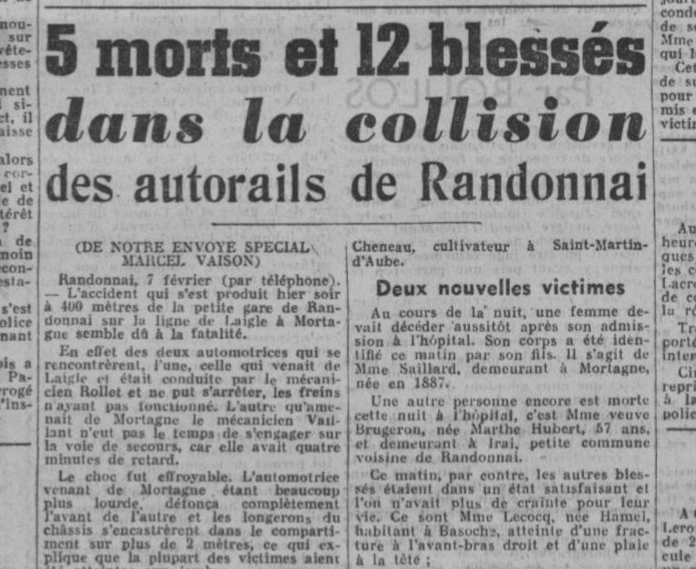 Collision train de randonai, enquête familiale Sarthe et Orne