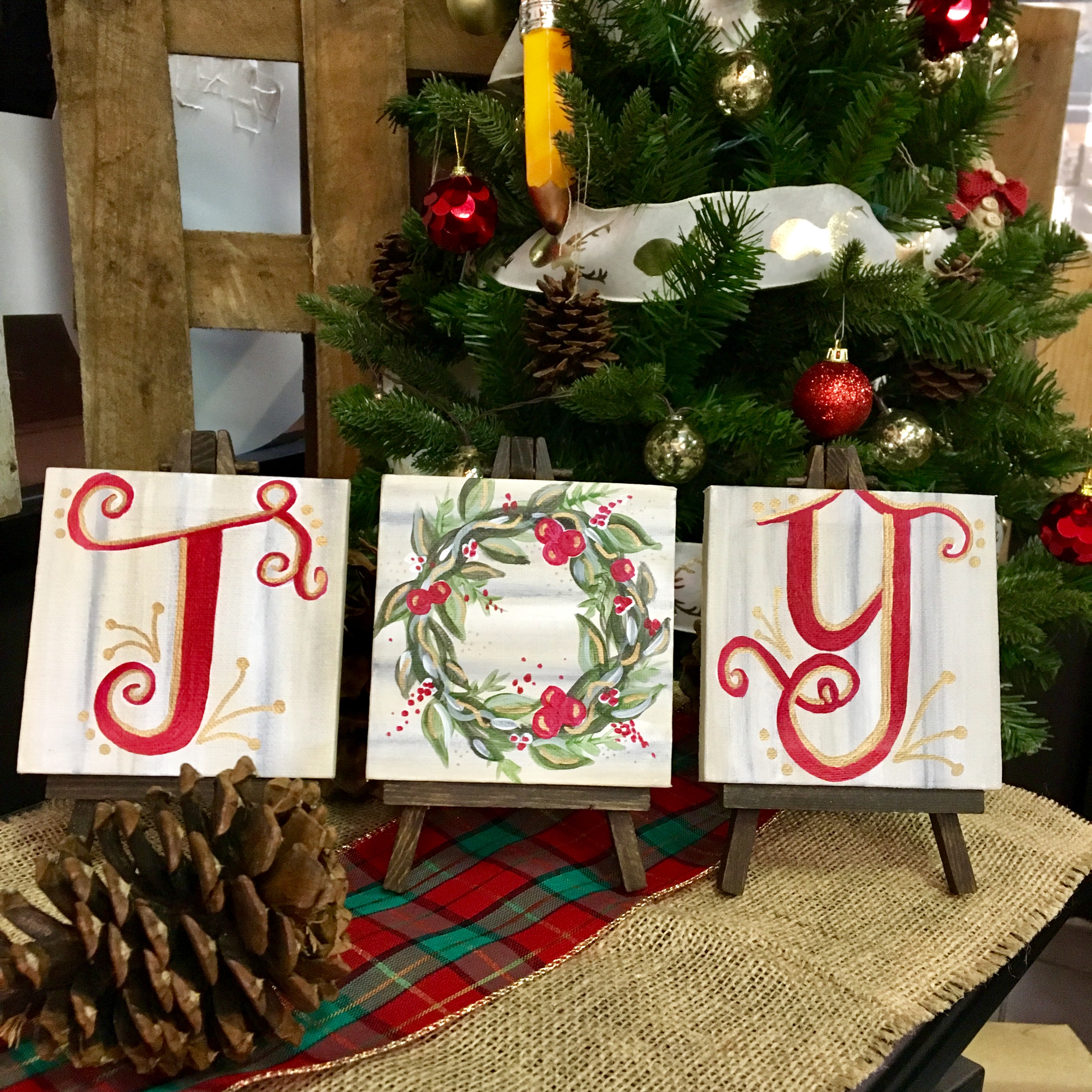 Joy- set of 3 Mini Canvases