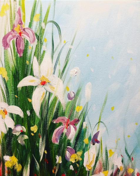 Spring Grass with Iris