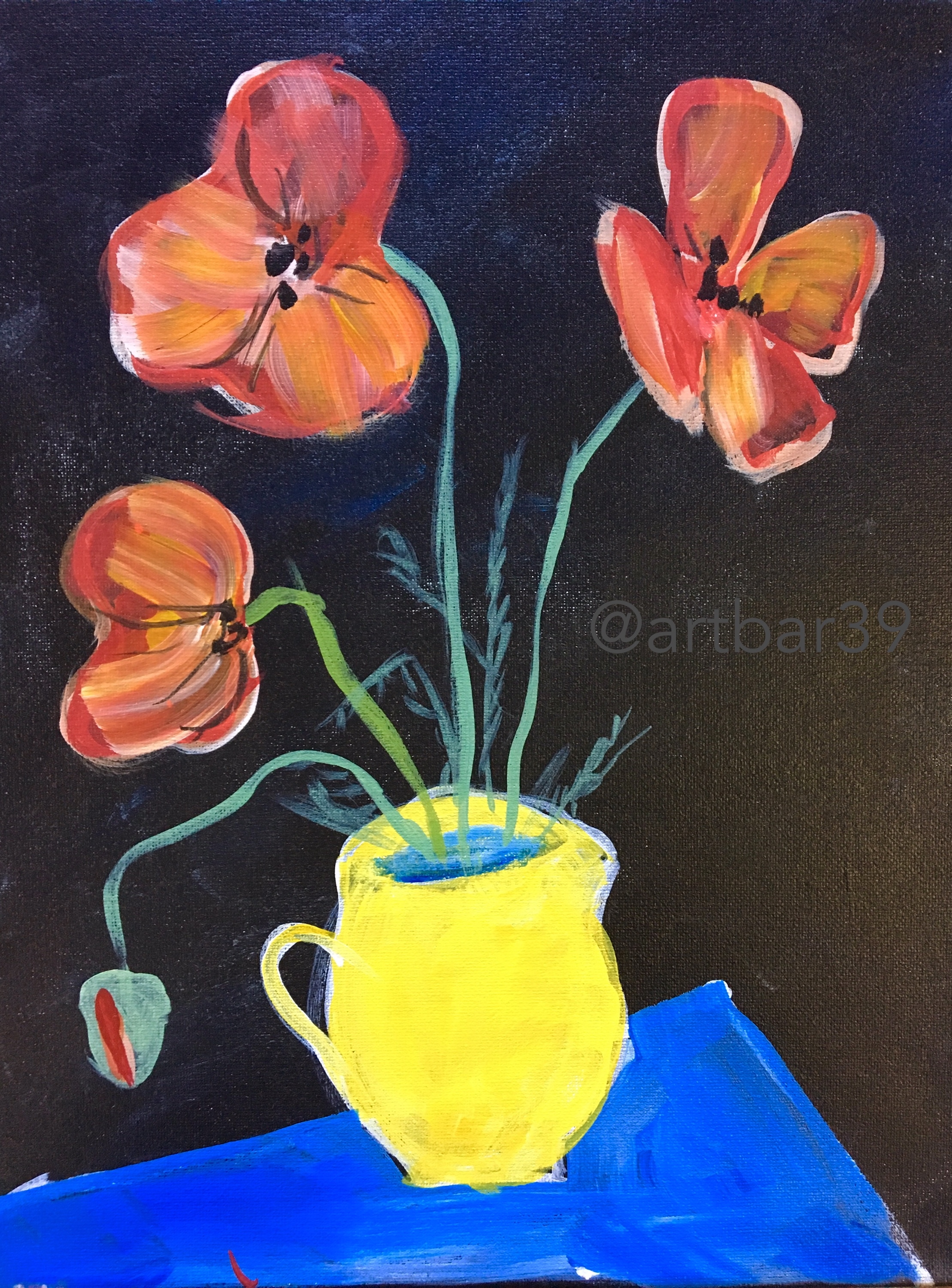 Poppies in a Yellow Jug (Foujita)