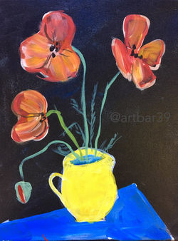 Poppies in a Yellow Jug (Foujita)