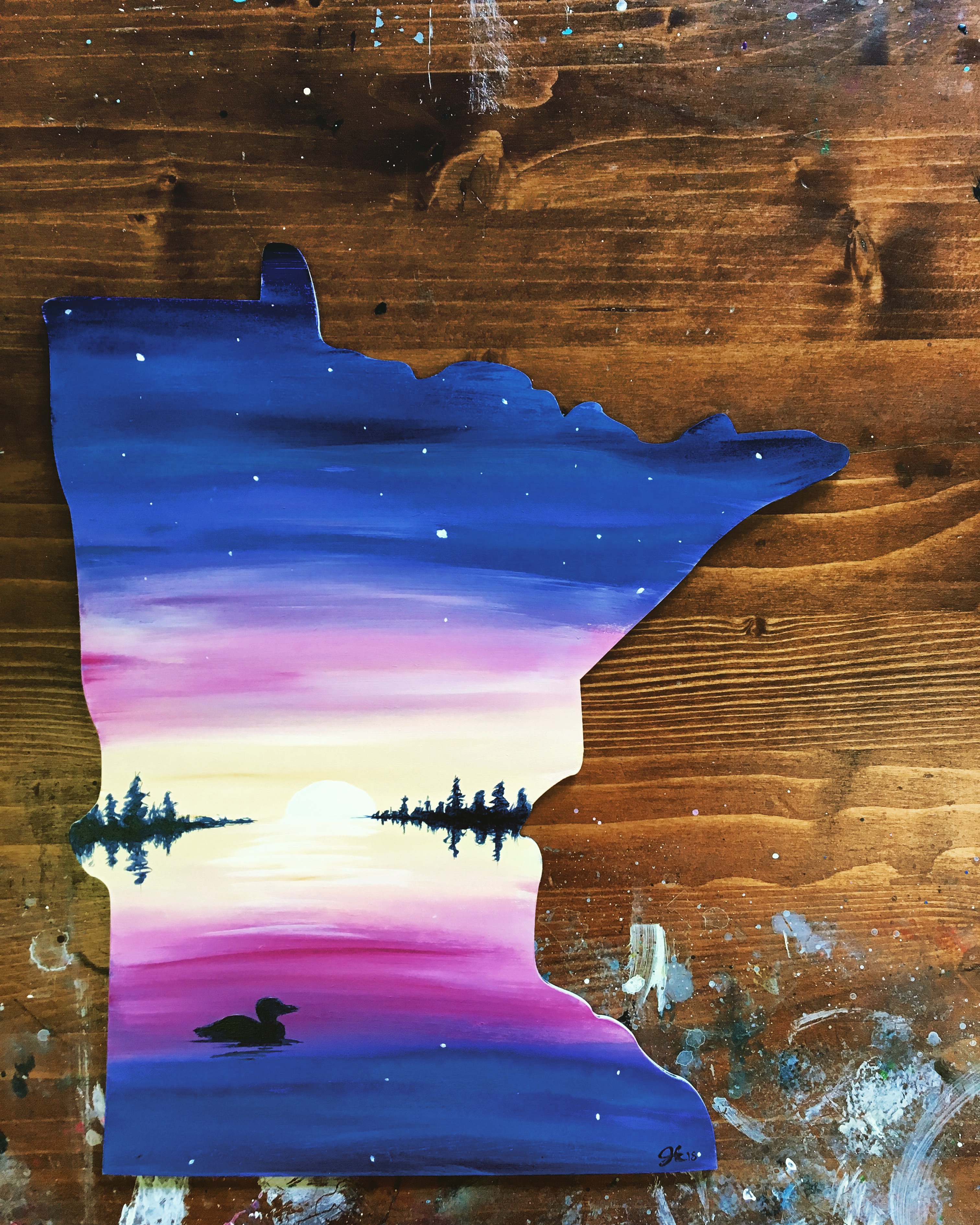MN State Shape Purple Sunset