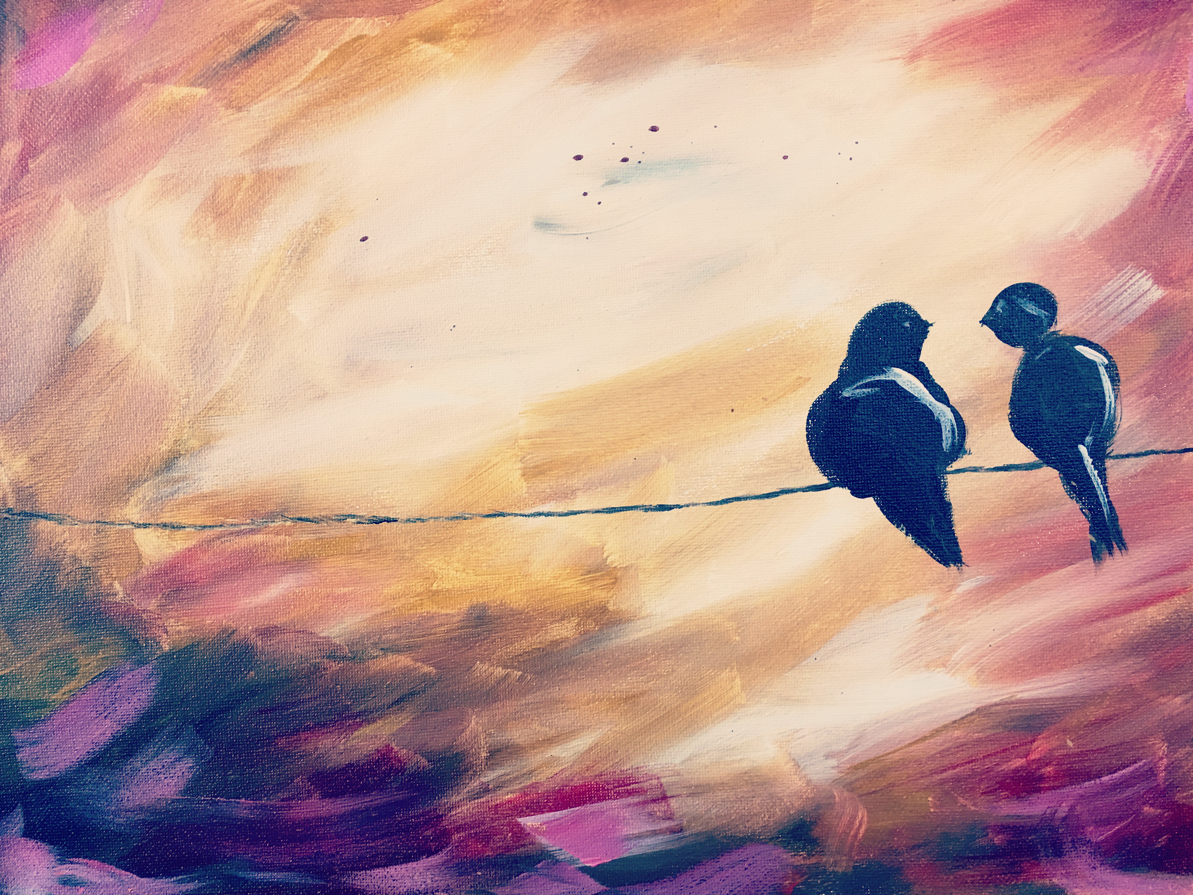 Love Birds - Pink sky 16 X 20" or 11