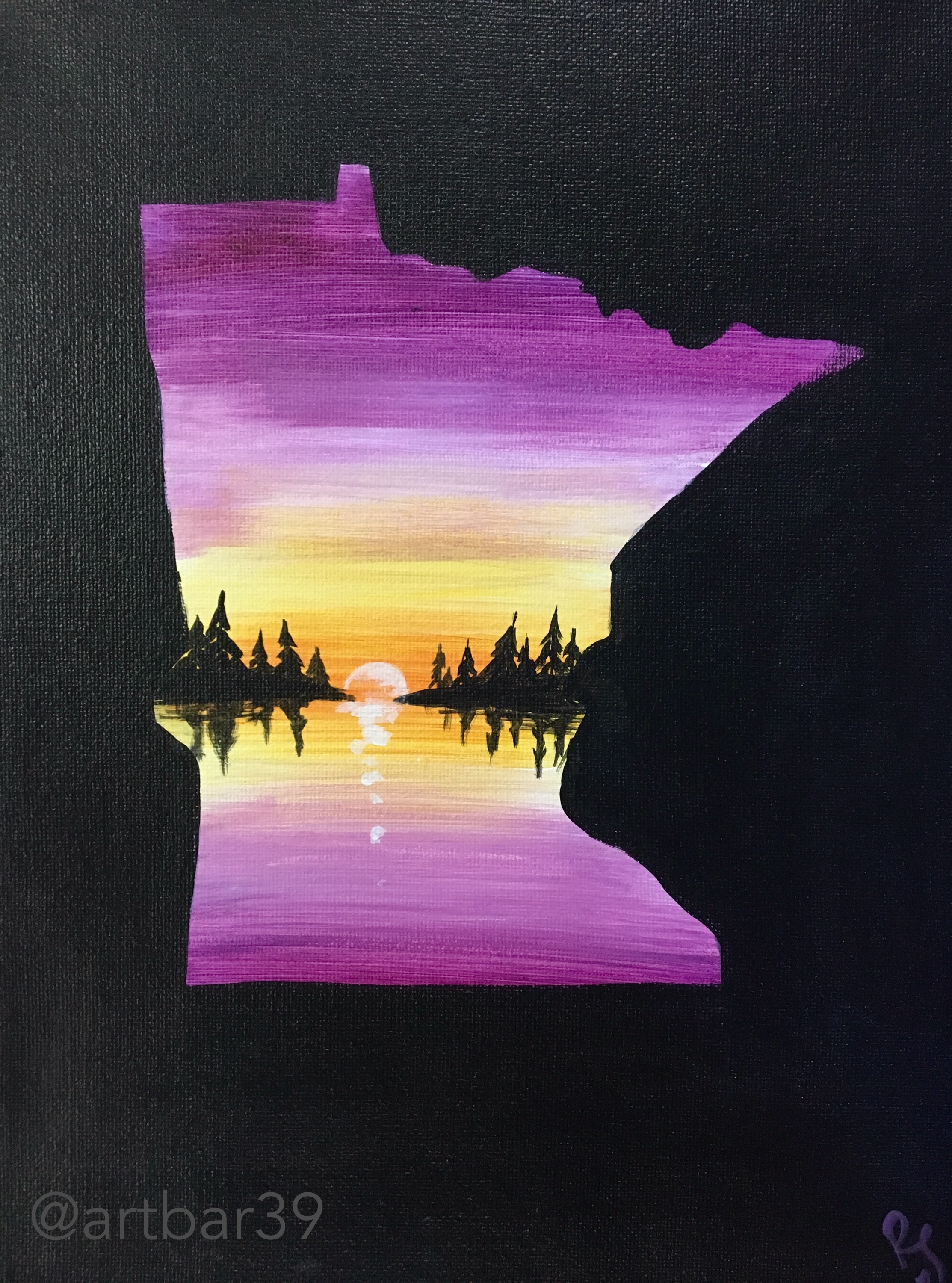 MN State Shape - Purple Landscape