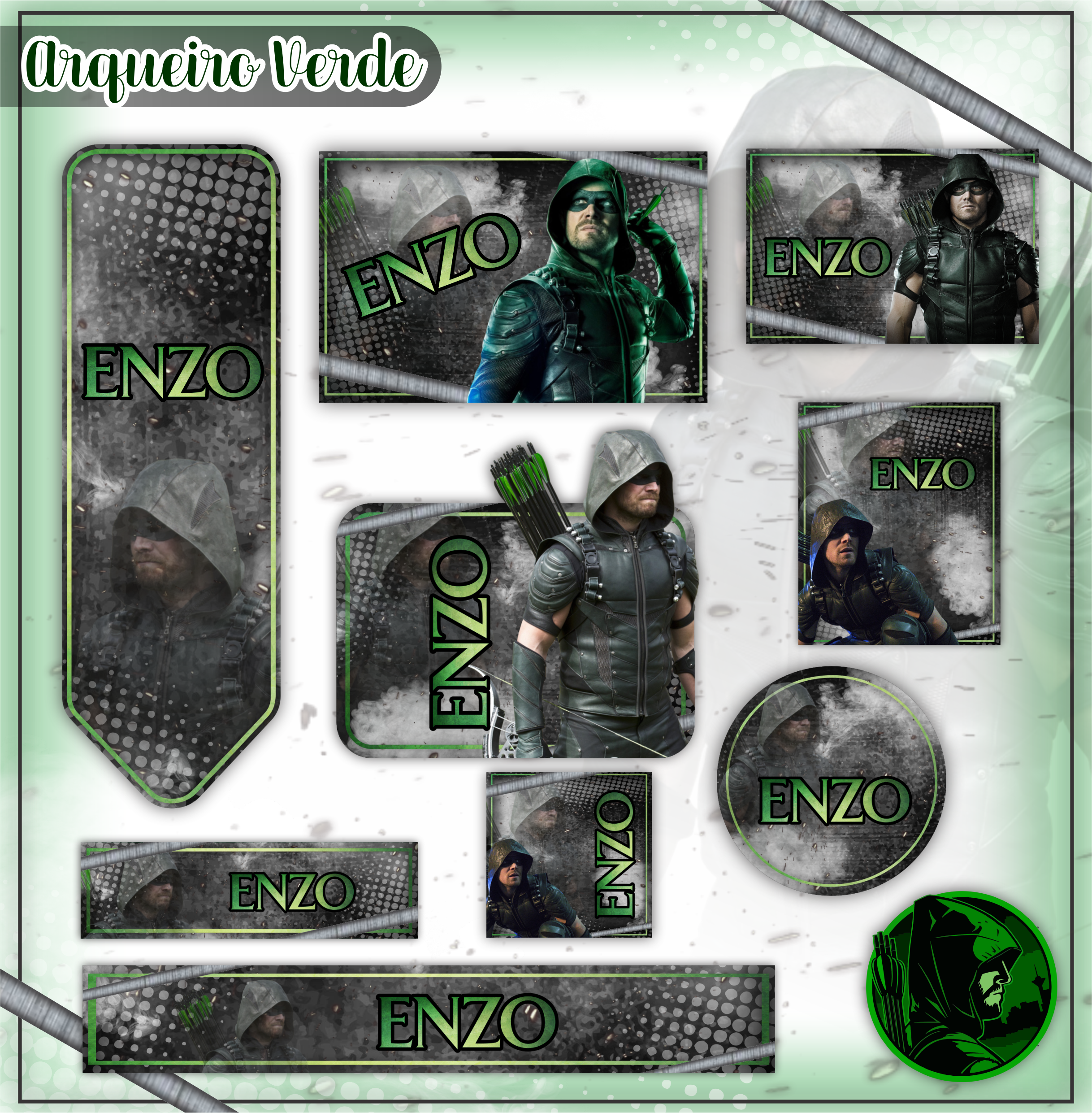 Etiquetas escolar personalizadas tema Arqueiro Verde