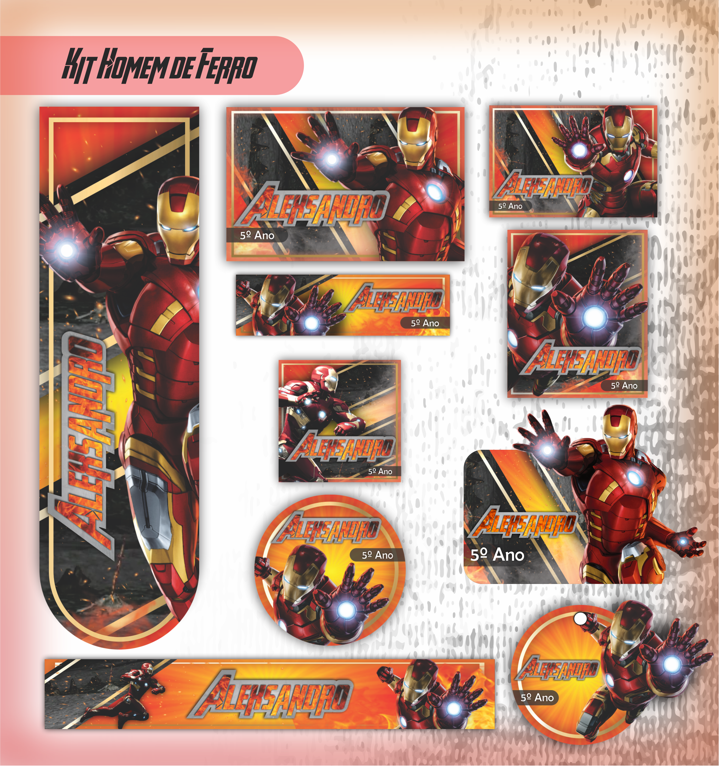 Kit Etiquetas Escolares Personalizadas tema Homem de Ferro