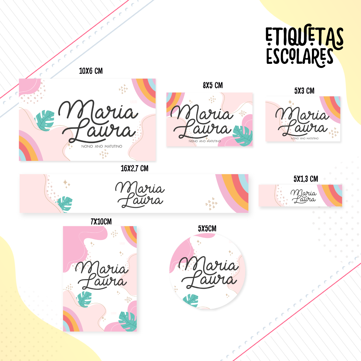 Kit Etiqueta Escolar Personalizada tema Abstrato