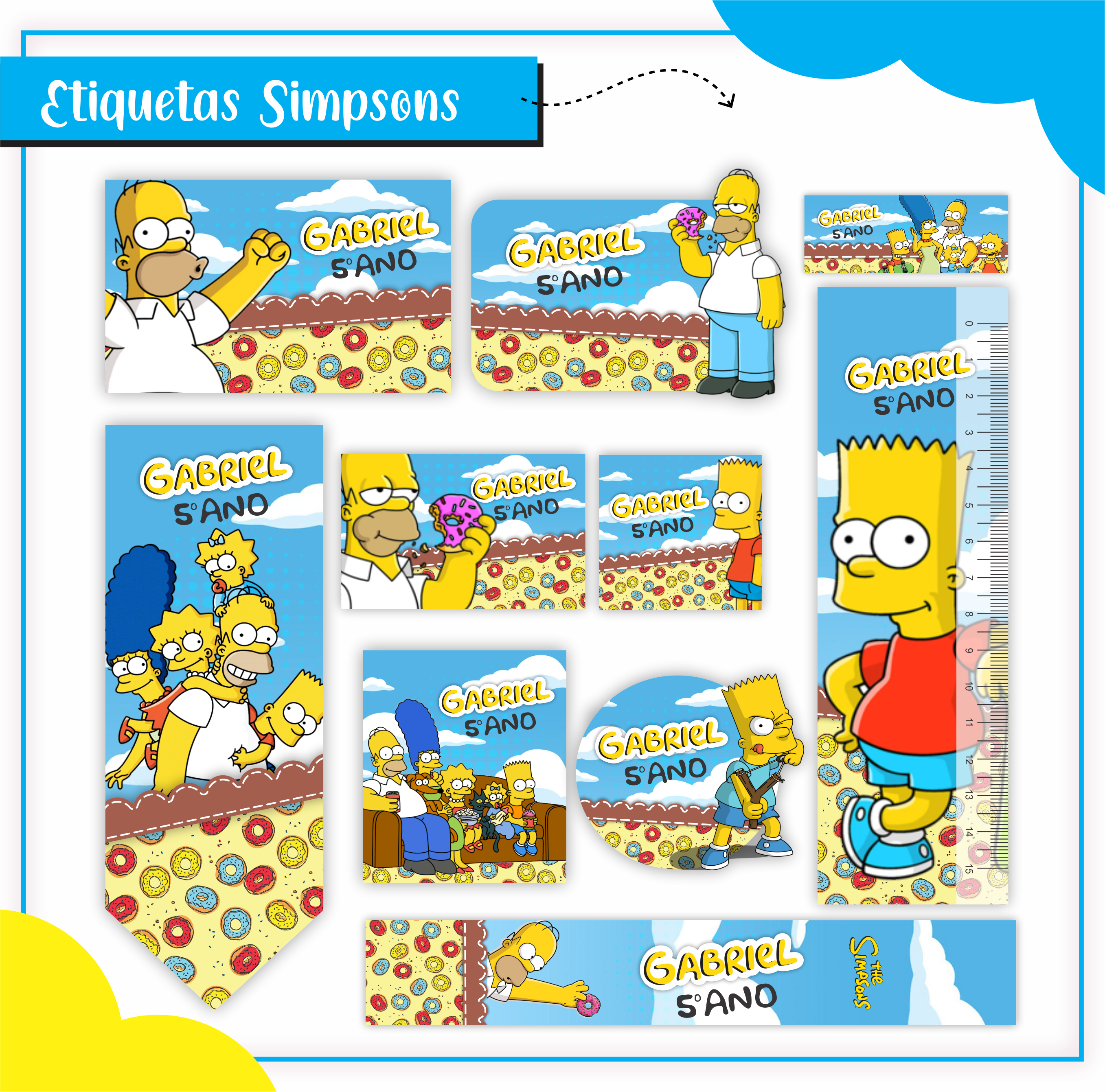 Etiqueta Escolar Personalizada tema Simpsons