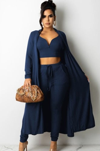 Thumbnail: Fall Knit Crop Top and Pants-Matching Cardigans 3 Piece Set