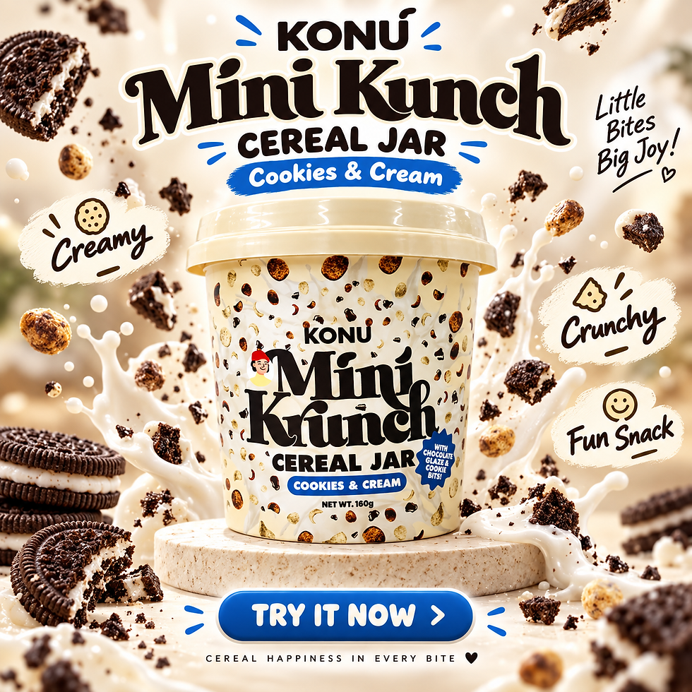 Thumbnail: KONU Mini Krunch Cereal Jar – Cookies & Cream 160g