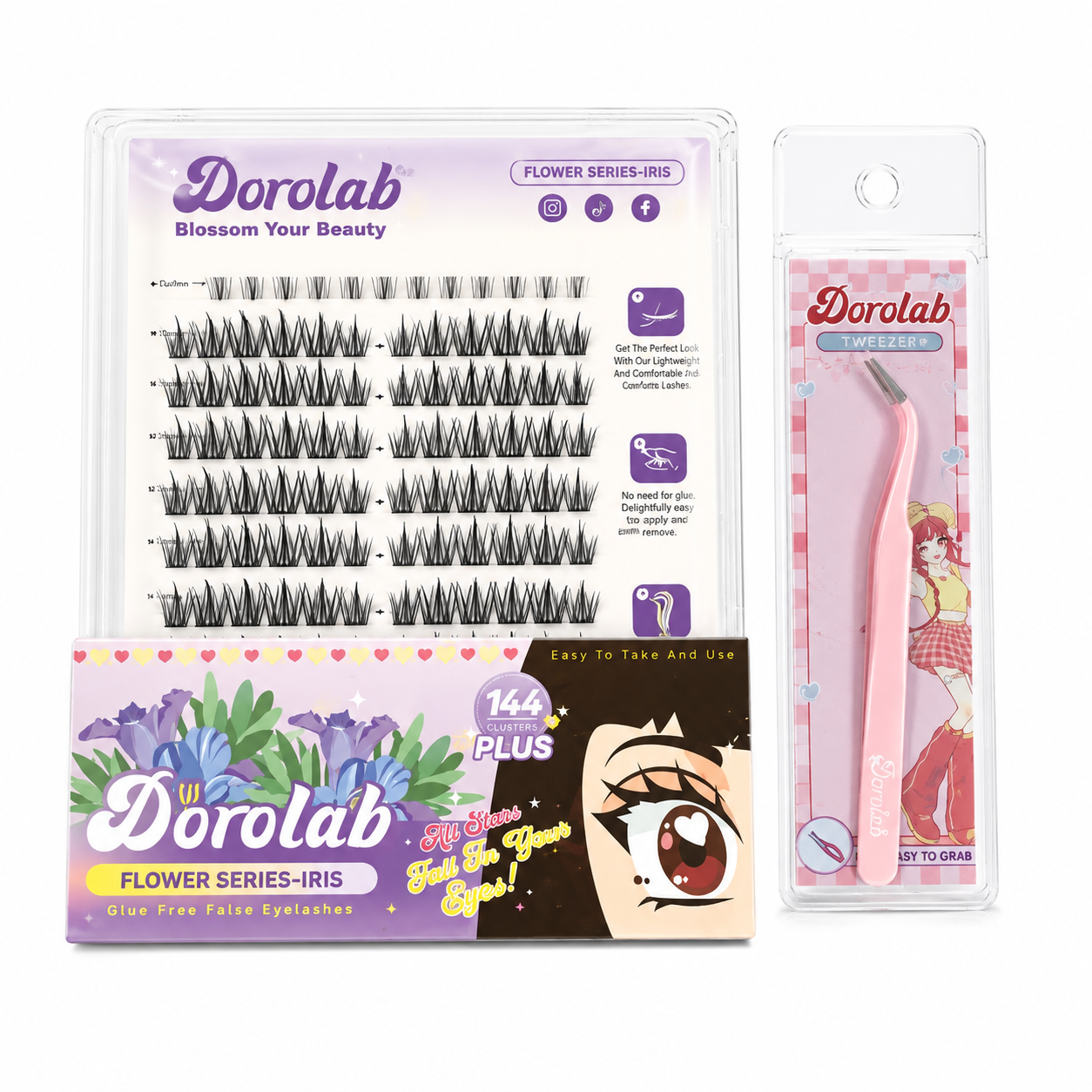 Dorolab Flower Series – Iris Glue-Free Cluster False Eyelashes