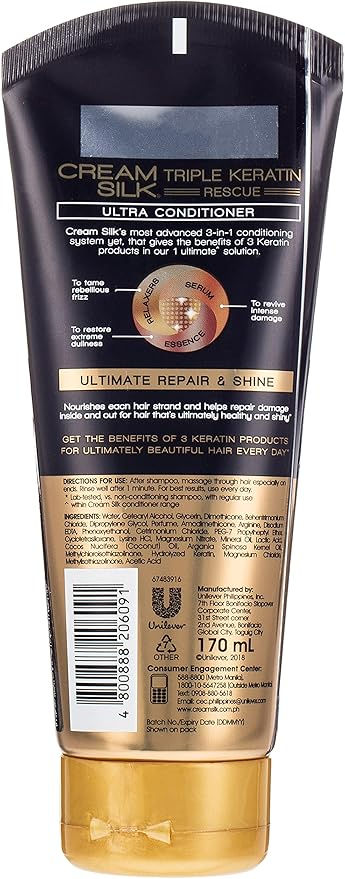 Thumbnail: Cream Silk Triple Keratin Rescue Conditioner Ultimate Repair & Shine, 120ml