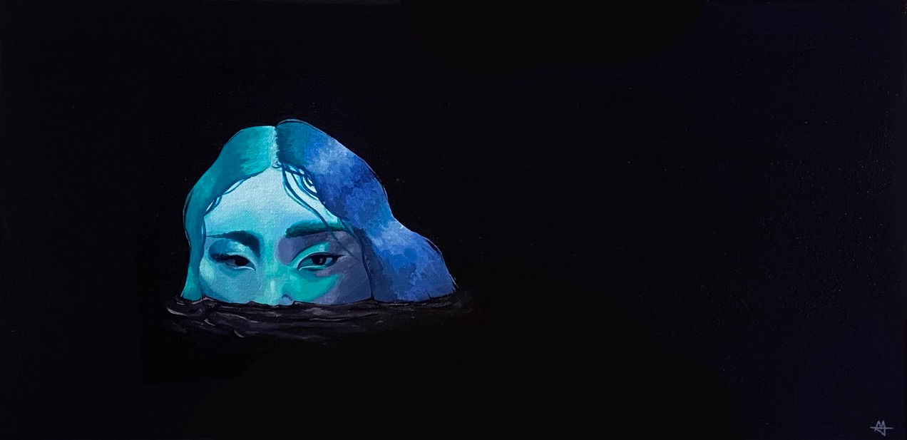 Original acrylic painting of a woman's face.