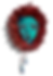 Original oil painting with 3D adornments. Teal woman's face in red crayons.