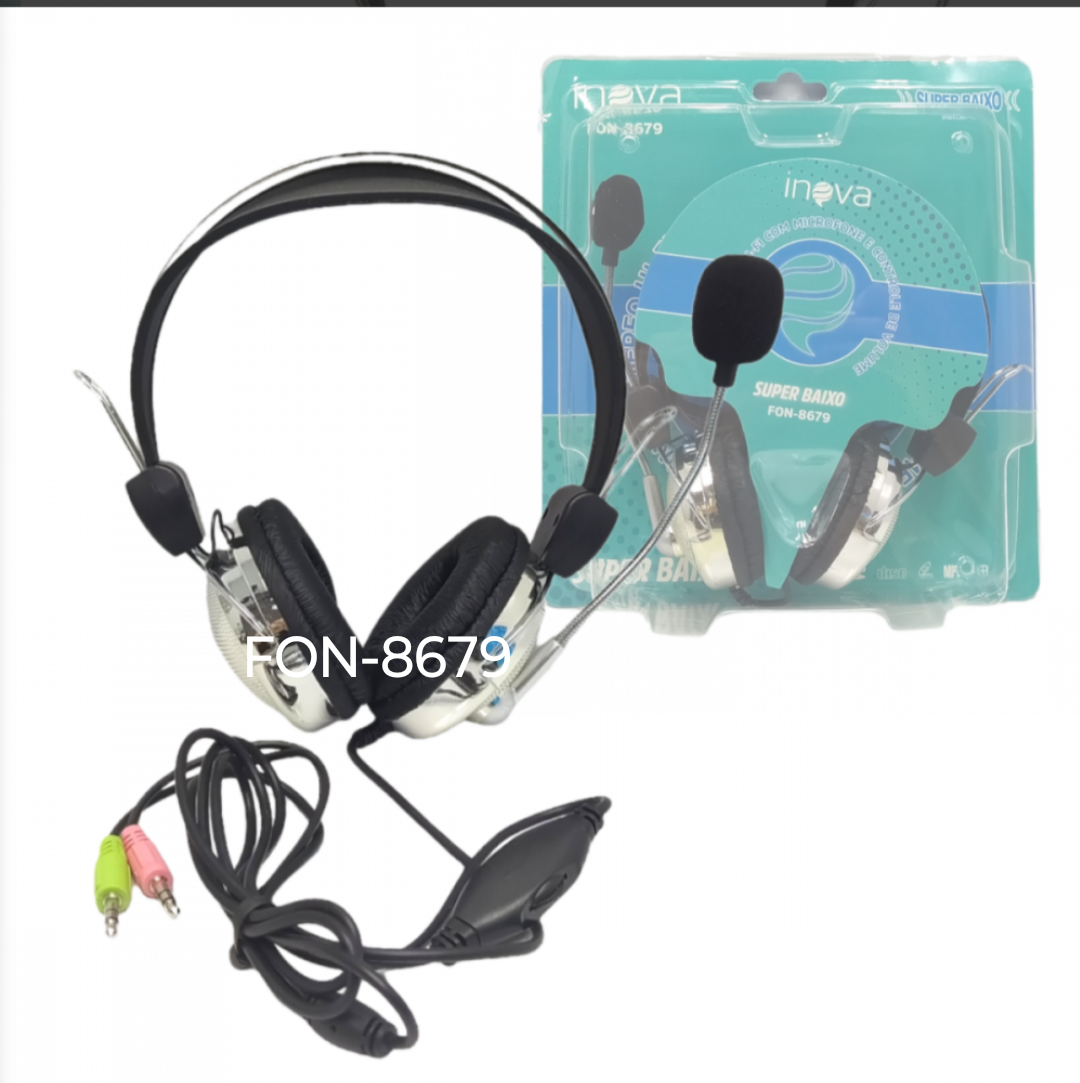 Fone Headset Gamer com Microfone e Controle De Volume P2 INOVA FON-8679