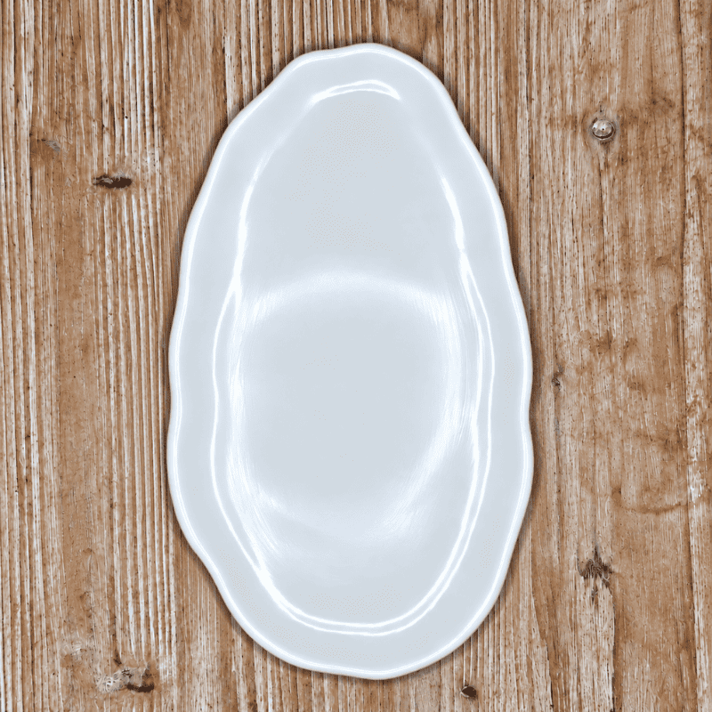 Plateau jesmonite ovale blanc