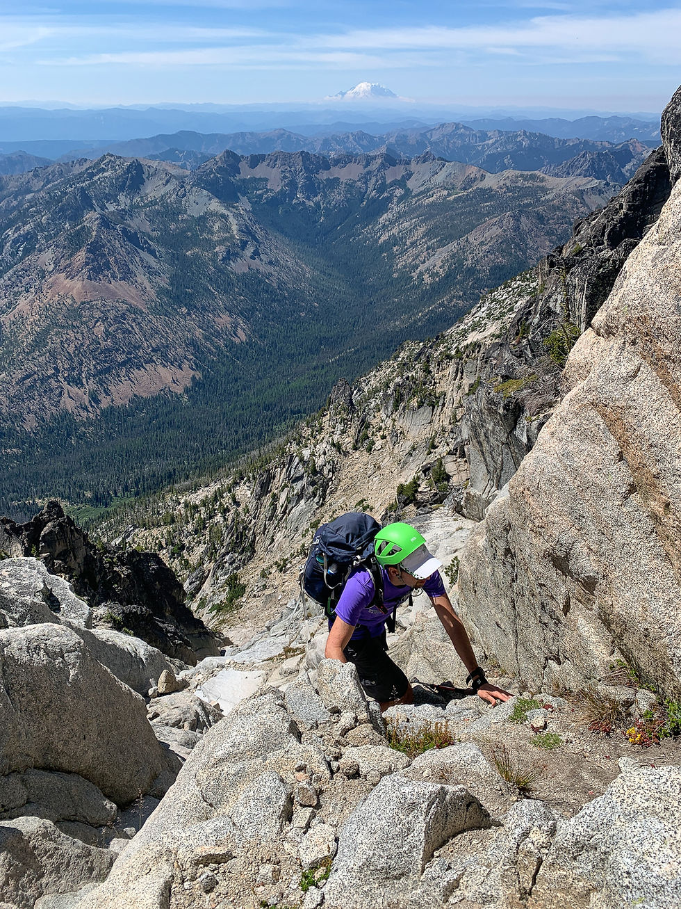 Scrambling up the gully