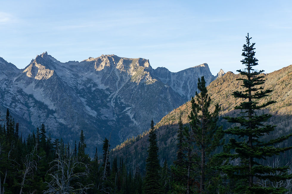 Views back to the Stuart range on the hike out