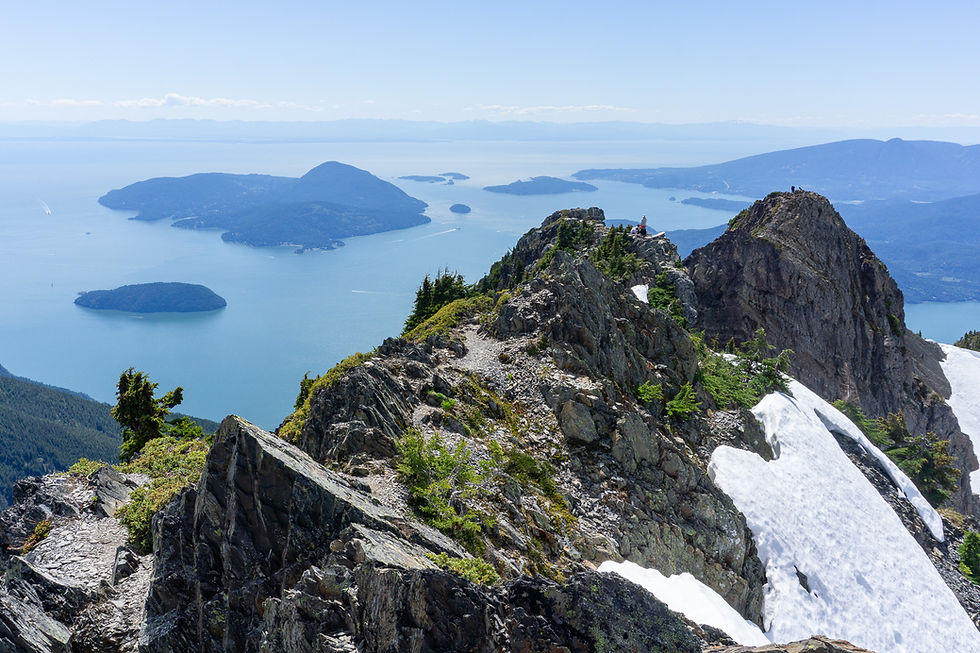 Near the true summit. I loved the view down to the saltwater