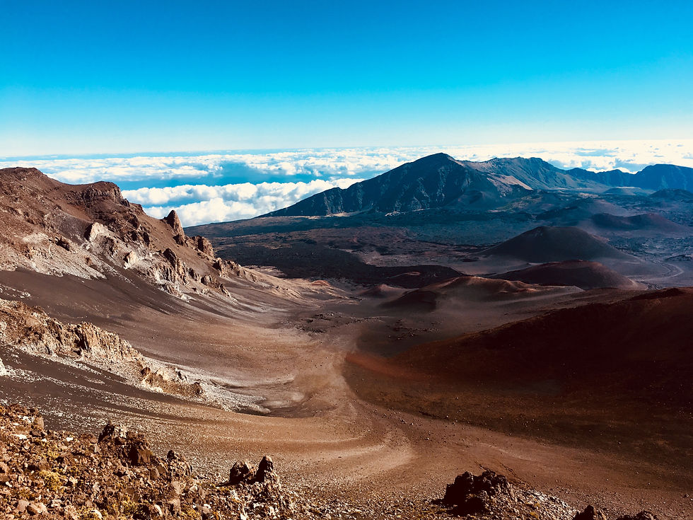 Eye-level view of the Haleakalā crater and vibrant sunset
