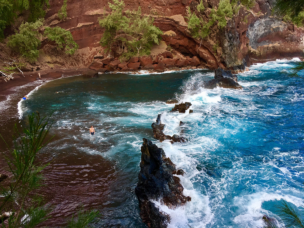 red sand beach