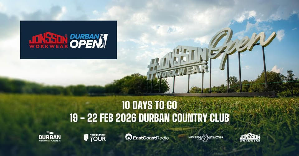 Eye-level view of Durban Country Club golf course with lush green fairways and clear blue sky