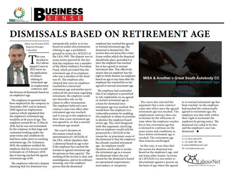 DISMISSALS BASED ON RETIREMENT AGE