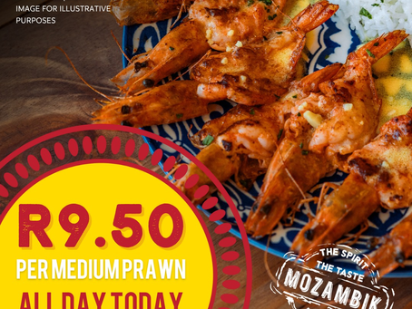 Grab one medium prawn for ONLY R9.50 Yes, you heard right, R9.50!