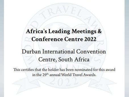 REMINDER TO VOTE - DURBAN ICC A FRONTRUNNER ON THE WORLD TRAVEL AWARDS