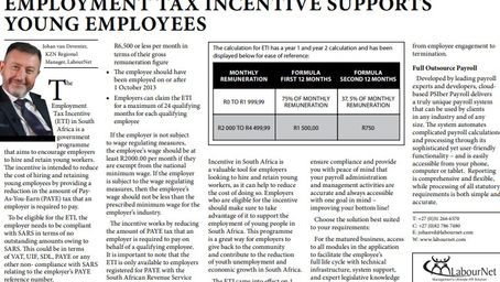 EMPLOYMENT TAX INCENTIVE SUPPORTS YOUNG EMPLOYEES - Johan van Deventer