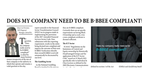 Does my company need to be B-BBEE compliant? - Johan van Deventer