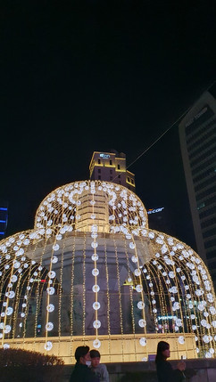 Myeondong shopping area Sinsegae Magic Christmas lights