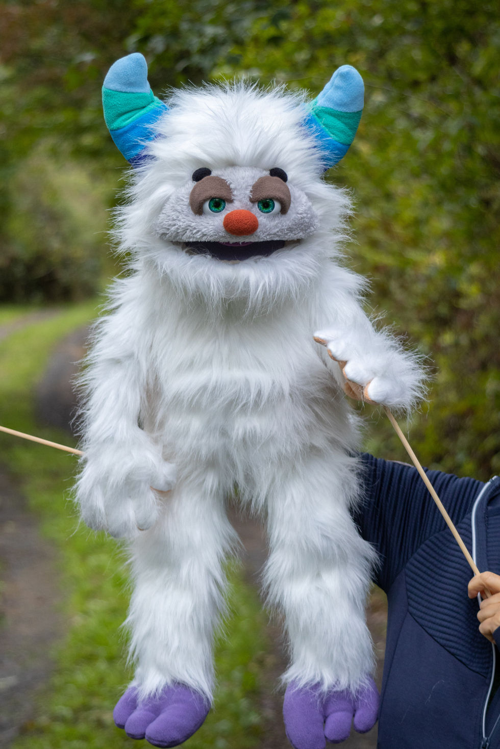 white monster full body hand puppet