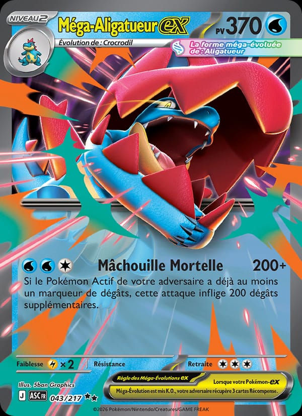 Méga-Aligatueur-ex 043/217 Héros Transcendants (FR)