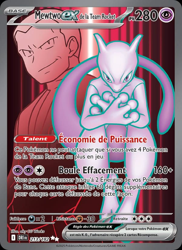 Mewtwo-ex de la Team Rocket 213/182 Rivalités Destinées (FR)