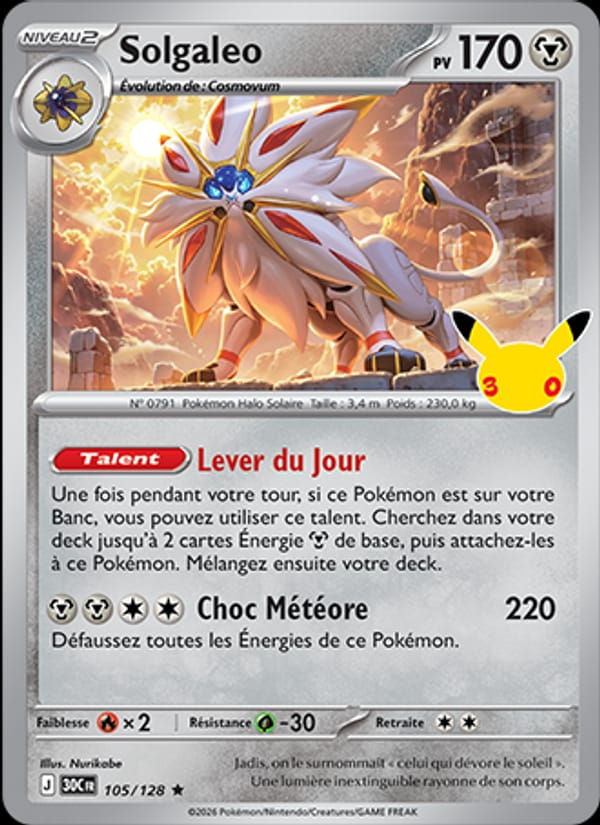 Solgaleo 105/128 30ᵉ Anniversaire (FR)