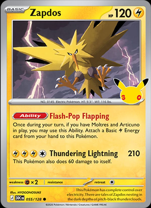 Zapdos 055/128 30th Celebration (EN)