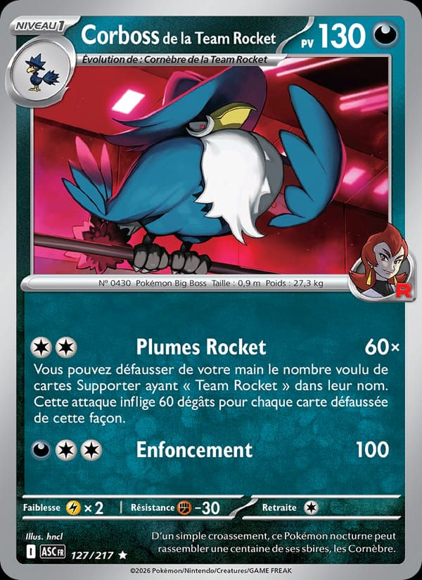 Corboss de la Team Rocket 127/217 Héros Transcendants (FR)