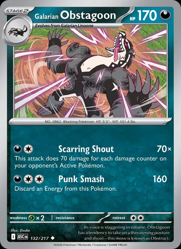Galarian Obstagoon 132/217 Ascended Heroes (EN)