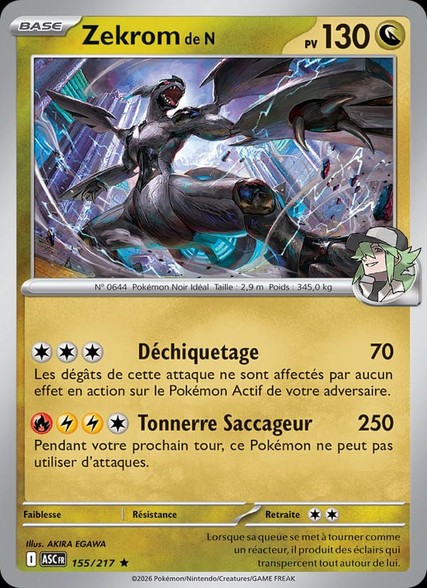 Zekrom de N 155/217 Héros Transcendants (FR)