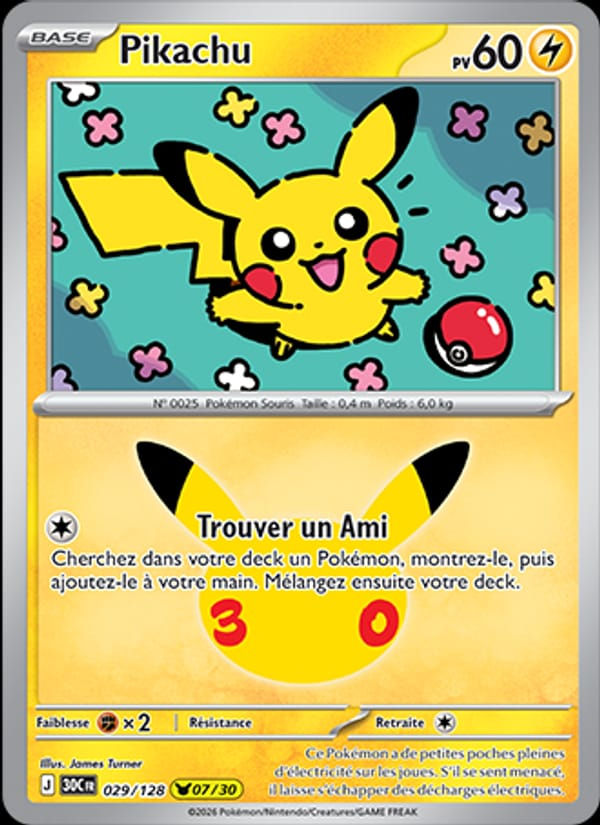 Pikachu 029/128 30ᵉ Anniversaire (FR)