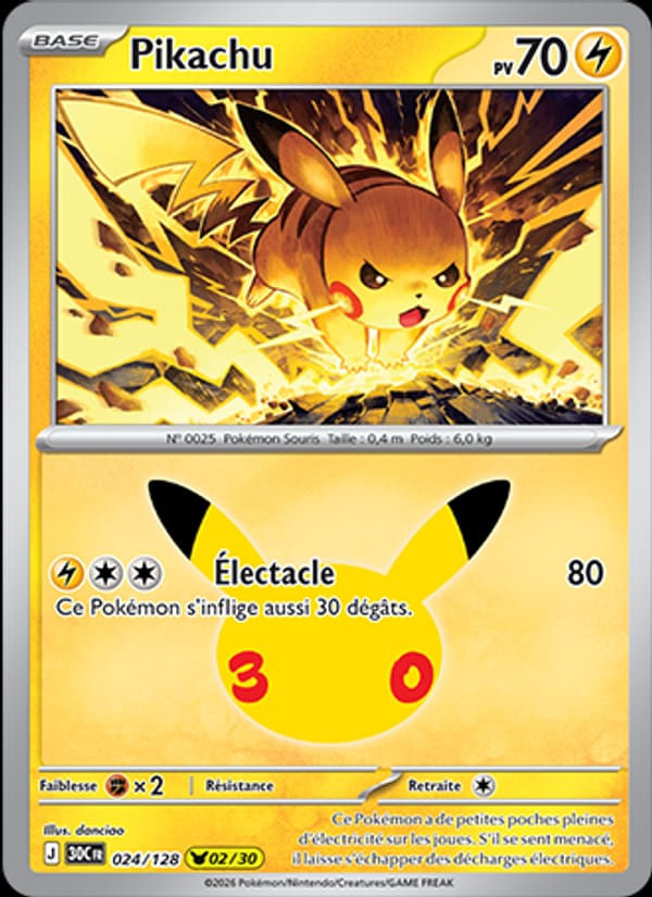Pikachu 024/128 30ᵉ Anniversaire (FR)
