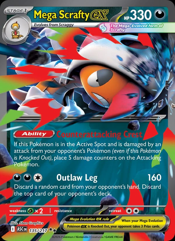 Mega Scrafty ex 135/217 Ascended Heroes (EN)