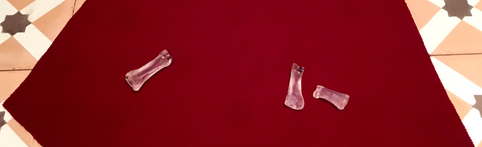 knucklebones (game pieces for divination) - installation view